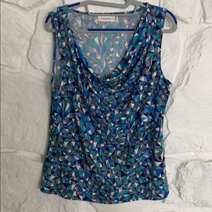 Calvin Klein Sleeveless gray blue white print Top